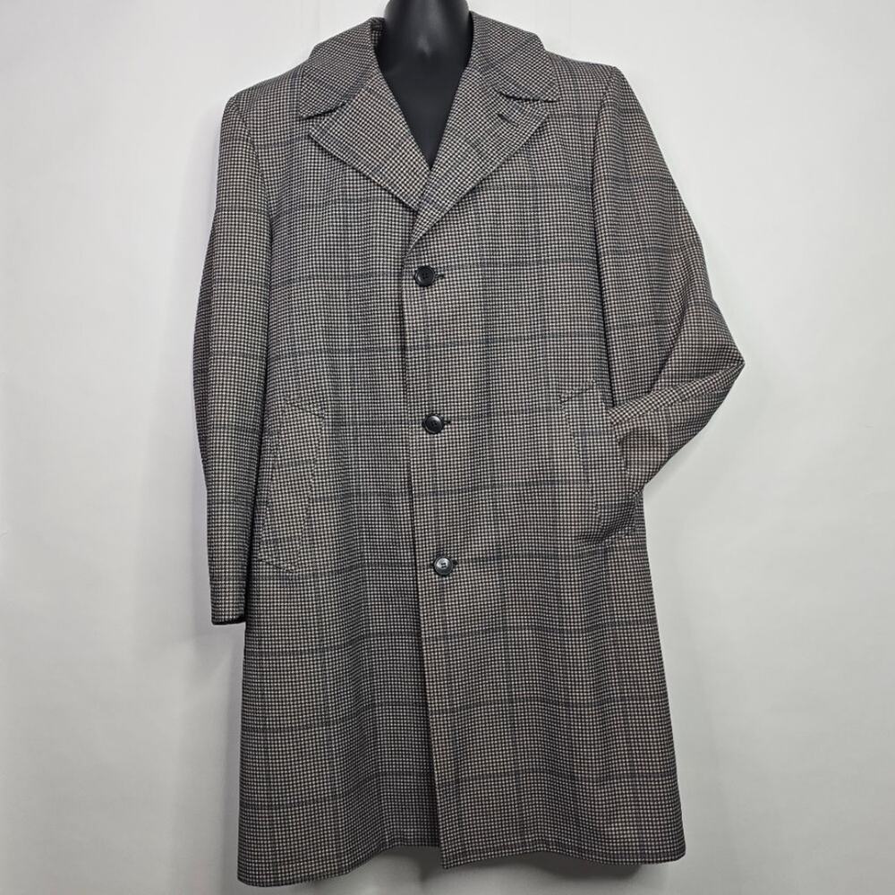 Vintage Sears Black/Gray Houndstooth Travelknit Overcoat